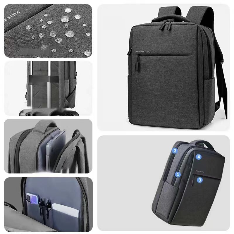 Ransel pengisi daya 15 inci pria dan wanita, ransel laptop 14 inci 15.6, tas punggung bisnis untuk perjalanan