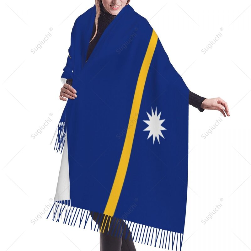 Bufanda de bandera de Nauru, Pashmina cálida, chal, Hijab envolvente, primavera e invierno, multifunción, Unisex