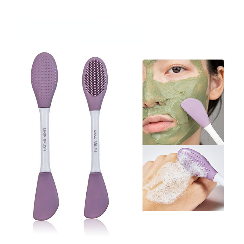 1pc  Silicone Facial Cleansing & Mask Brush 2 In1 Facial Skin Care Scrub Exfoliator Scrub Pore Blackhead Deep Cleaning Tools
