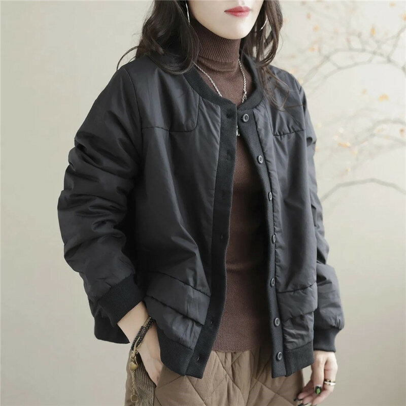 Manteau en coton rembourré léger pour femme, veste décontractée pour femme, vêtements chauds, style coréen, mode automne et hiver