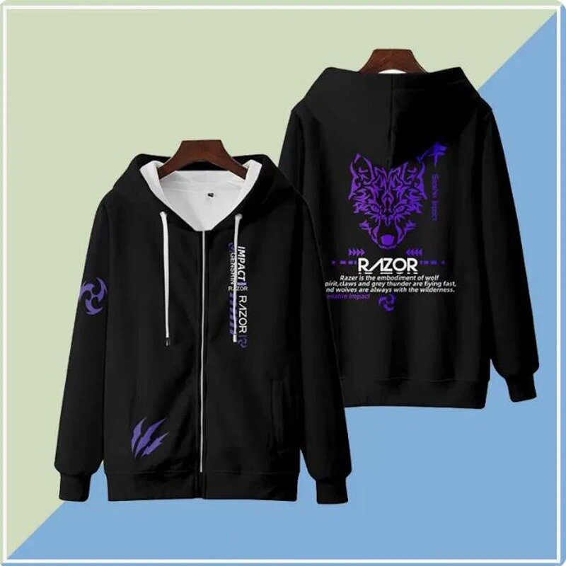 Hot Game Genshin Impact Razor Cosplay Costume Unisex 3D Hoodie Sweatshirt Streetwear Y2k Fashion Zipper Hooded Jacket Outerwear