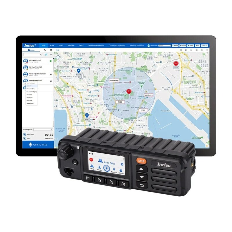 Flexible Inrico 4G LTE TM 7 GSM/WCDMA Vehicle Mobile Radio With Touch Screen