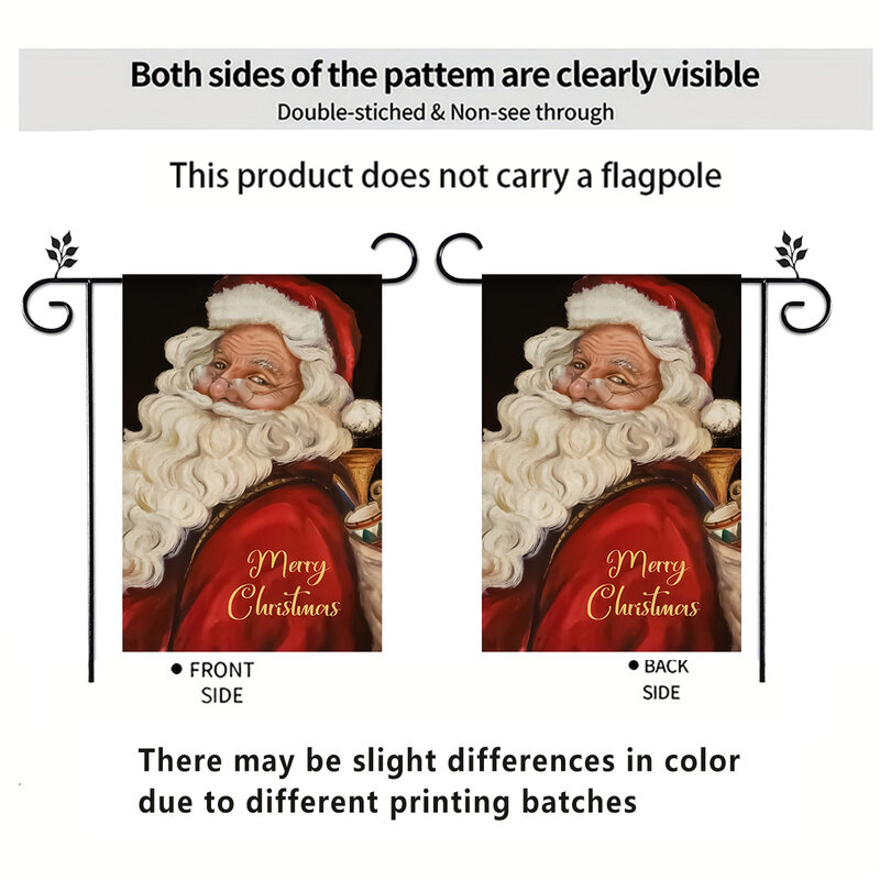 1pc Santa Claus Snowman Pattern Double sided Printed Garden Flag, Christmas Farm Courtyard Decoration Excluding Flagpoles