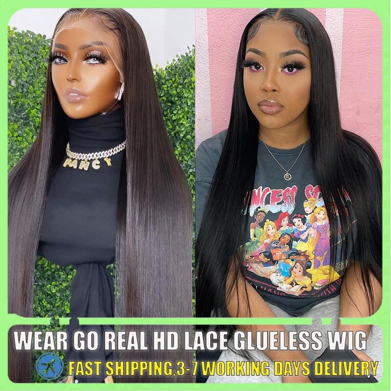 13X4 13X6 HD Transparent Lace Front Human Hair Wigs for Women 30 40 Inch Pre Plucked Remy Brazilian Straight Lace Frontal Wig