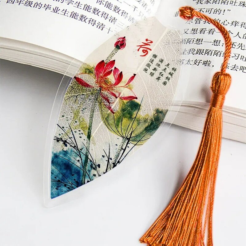 Cina Kuno Lukisan Pemandangan Bookmark Cantik Estetika Daun Vena Bookmark Hadiah untuk Teman-teman Siswa Perlengkapan Sekolah