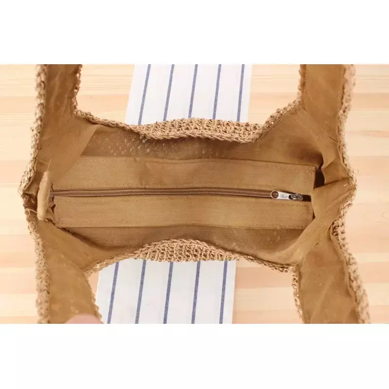 MW6 Retro Summer Handwoven Rattan Handbags Knitted Crossbody Bag Female Tote Boho Travel Purse Bags