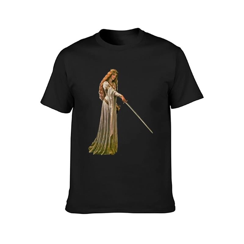 Kaus pria dengan pedang, kaus vintage putri fantasi/Abad Pertengahan, kaus grafis buah of the loom