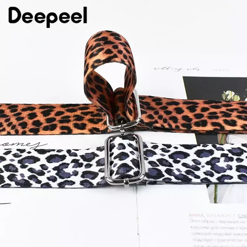 Deepeel-Alças largas para mulheres, estampa de leopardo, fitas de carteira, tiracolo ajustável, acessórios para bolsas longas, 80-140cm, 3,8 cm