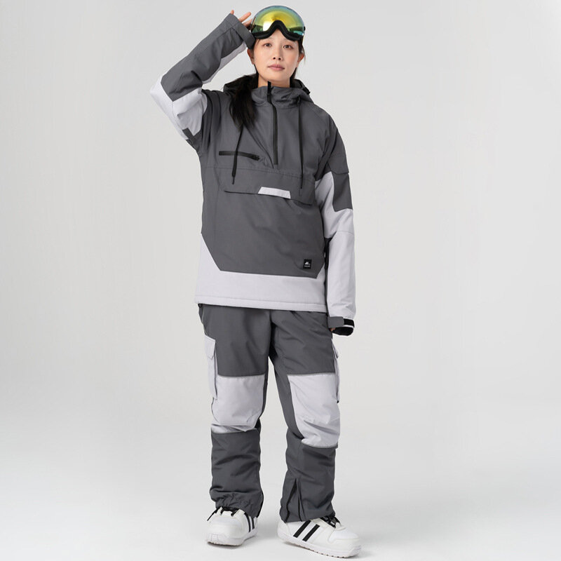 Traje de esquí de invierno para mujer y hombre, uniforme de competición cálido y transpirable, bloque de viento y nieve,-30 ℃