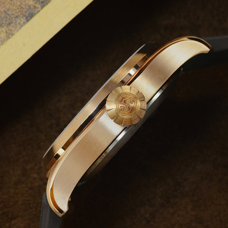 Мужские часы в стиле ретро с бронзовым циферблатом CuSn8, 42 мм, PT5000, автоматические механические часы, сапфировые водонепроницаемые, 200 м, светящиеся
