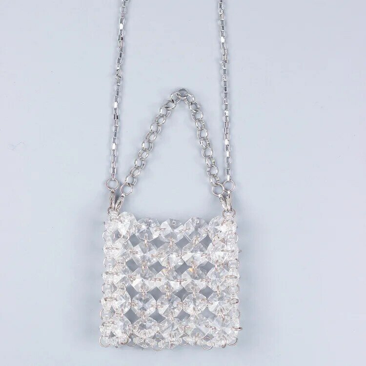 Elegant Transparent Acrylic Beading Shoulder Crossbody Bags Clear Pearls Beaded Bags for Women Handbags Ladies Phone Bag Purse