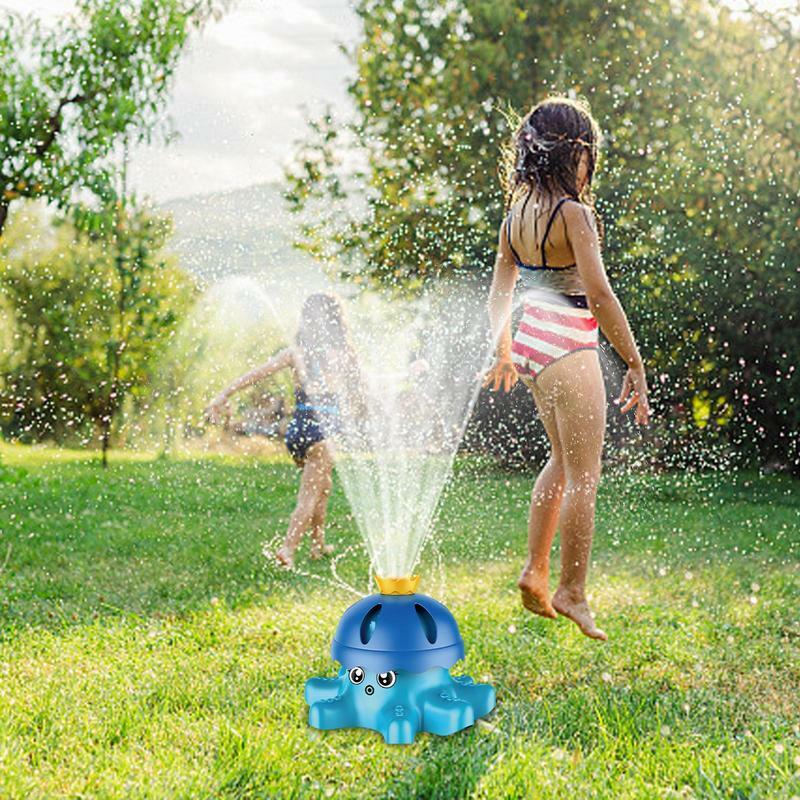 Aspersor de agua de pulpo giratorio, rociador de agua para exteriores, lindo juguete de rociador de pulpo para patio trasero, juguete divertido de agua