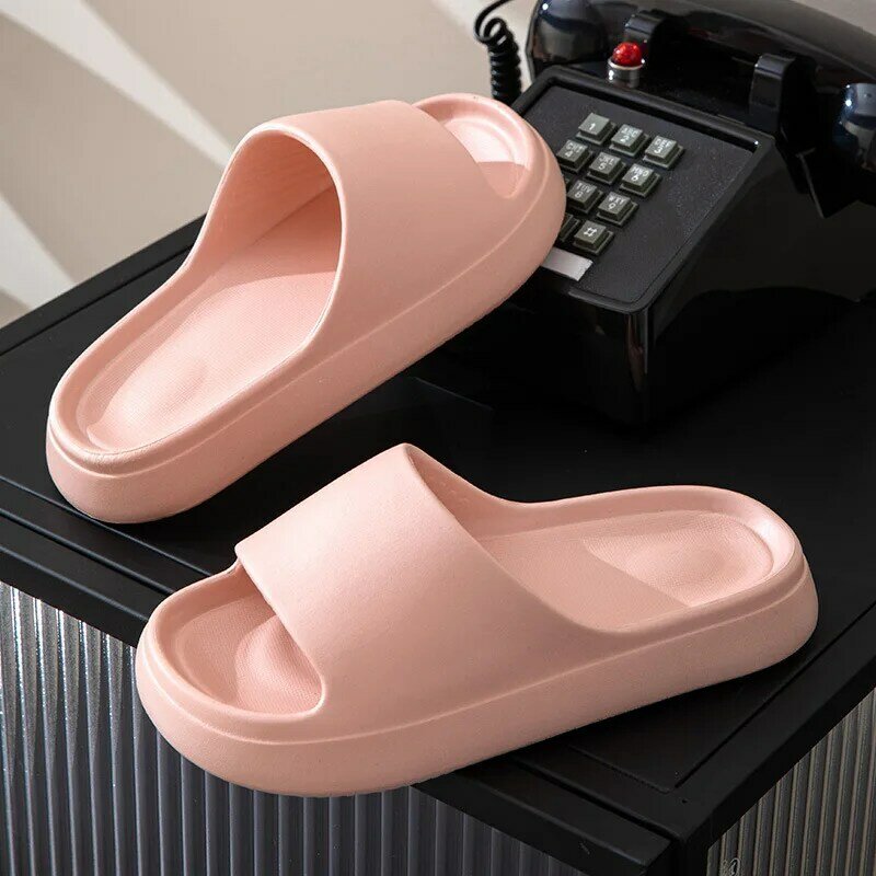 AD sandal selop Pria Wanita, sandal rumah kasual sol tebal untuk mandi di luar ruangan musim panas