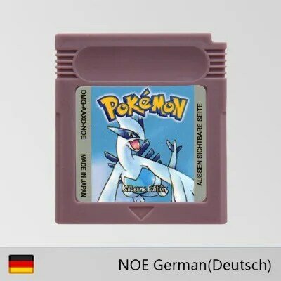 Игровой картридж GBC 16 бит, игровая консоль с картой Pokemon, красный, желтый, синий, хрустальный, золотой, серебряный, версия для немецкого языка