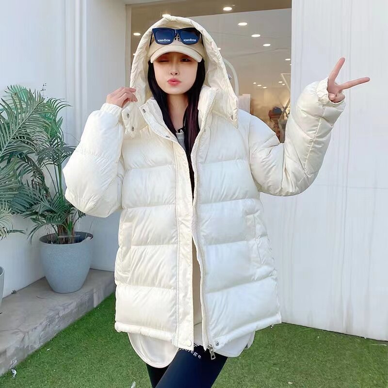 Jaket Parka wanita musim dingin, jaket Parka musim dingin tebal bertudung dengan bantalan katun 2023, pakaian luar longgar untuk wanita