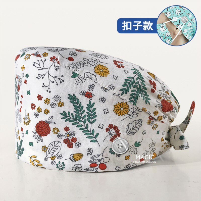 Surgical hat for women chemotherapy oral dental printed work cap pure cotton doctor nurse hat operating room hat male scrub hat