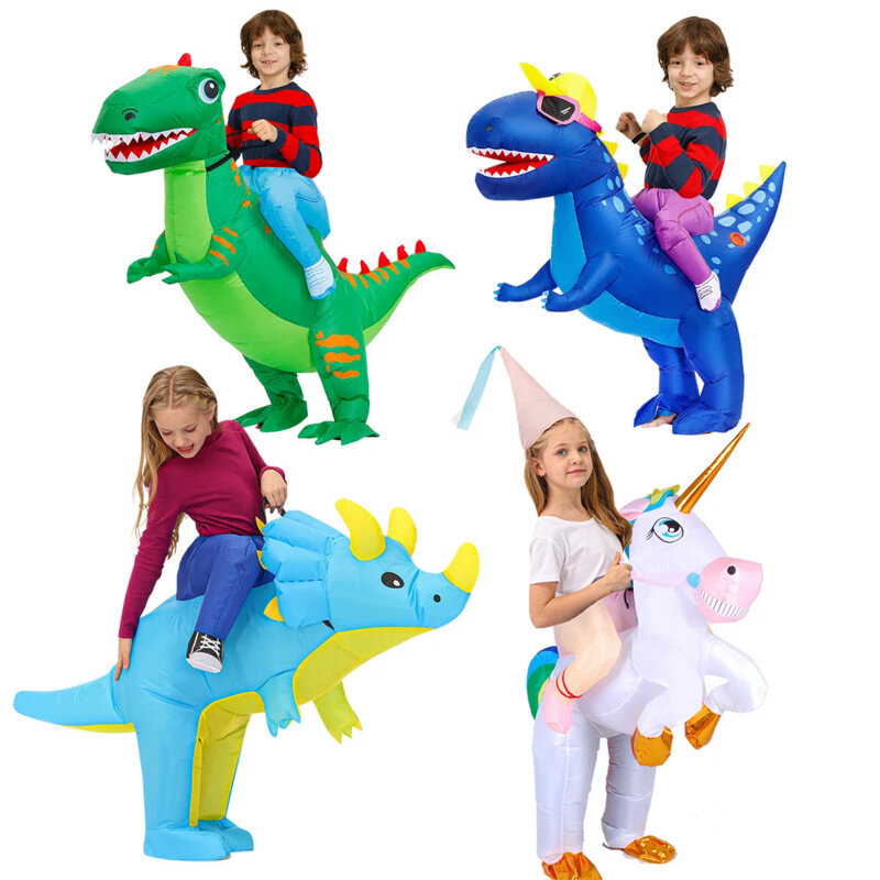 Disfraz de dinosaurio inflable de tricota para niños y niñas, fiesta de anime, disfraces de cosplay, regalo de Carnaval de Halloween