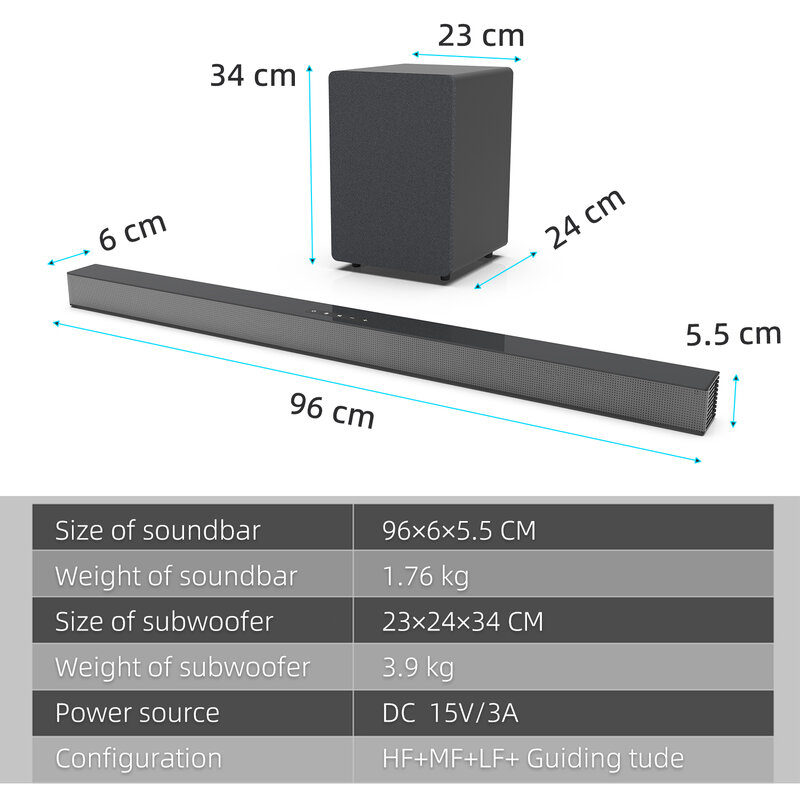 Hochwertige 80w 2,1 Home TV Sound bar Theater Systeme drahtlose Bluetooth-Lautsprecher 3D Surround Bass Subwoofer Liveroom Sound bar