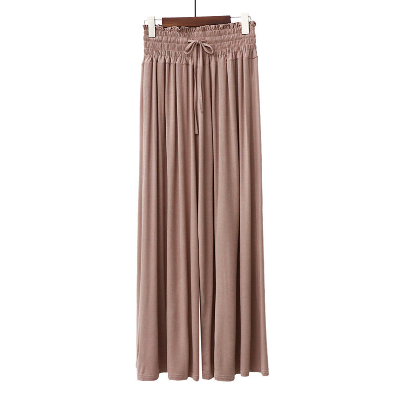 High Elastic Waist Drawstring Sleep Bottoms Women Solid Modal Pajamas with Pocket Casual Wide Leg Pants Loose Trousers Outwear