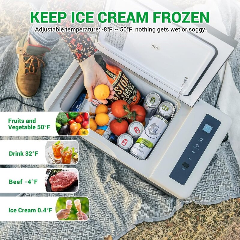 Car Portable Refrigerator, 12V Fridge 18L Portable Freezer with Compressor 100-240V AC, Portable Refrigerator