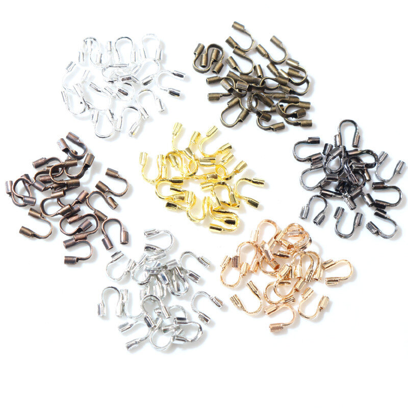 100 pz/lotto 4.5x4mm protezioni per cavi protezione per cavi protezioni per guardiano anelli accessori a forma di U fermagli connettore per la creazione di gioielli