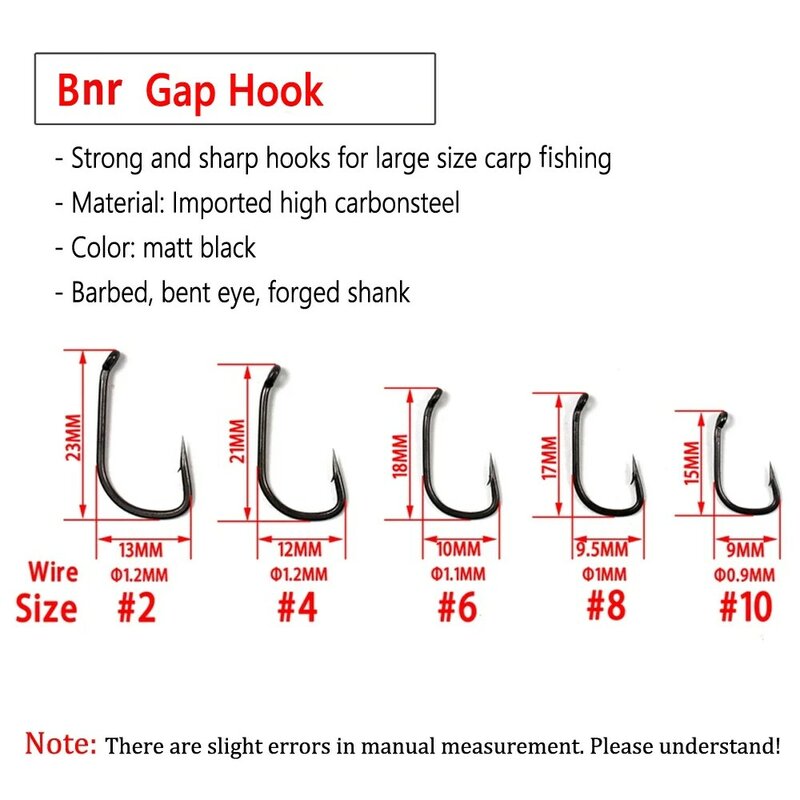 Bimoo 20pcs Europe Matte Black Carp Hooks Thick Wire High Carbon Steel Barbed Curve Shank Yn BN BNR Wi Carp Fishing Hook #2-#10