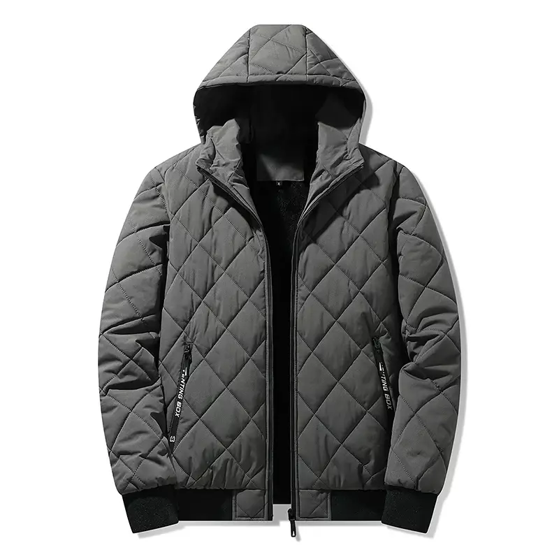Giacche da uomo con cappuccio autunno inverno giacca imbottita in cotone abbigliamento moda uomo rombo Texture Casual parka taglia grande 4XL