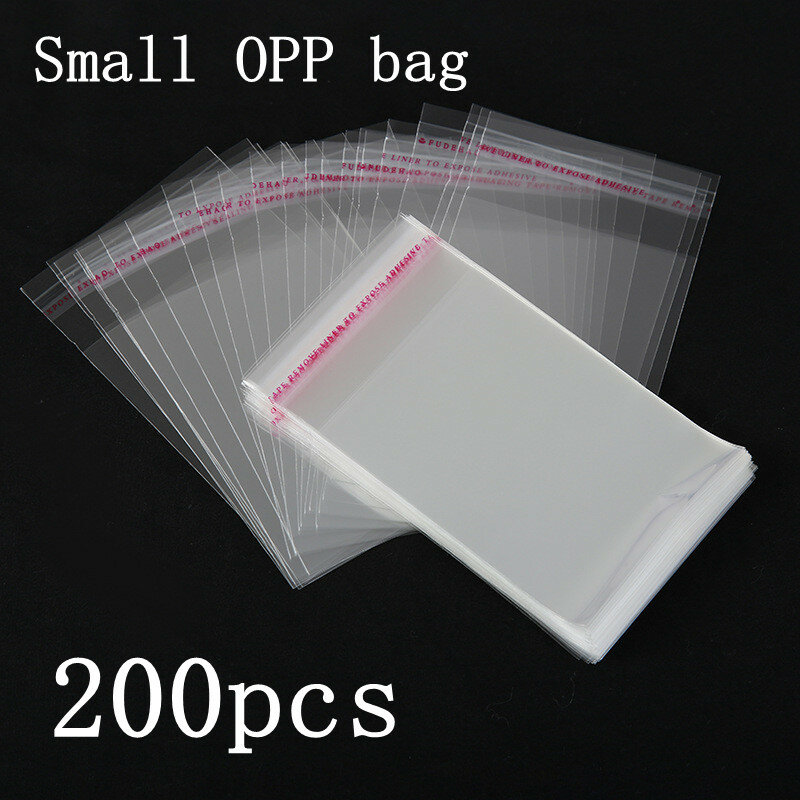 200 pieces/transparent self-closing small Opp plastic bag mini jewelry gift packaging self-adhesive biscuit candy packaging bag