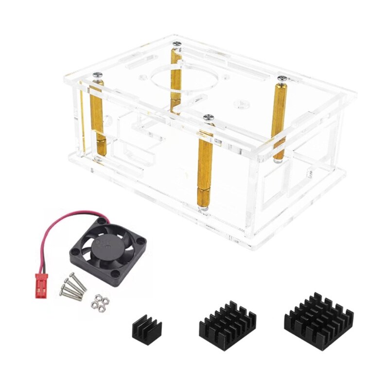 Durable Acrylic Case for Orange 3B Development Board Enclosure Shells Accurate Opening Ports with Fan Heat Sink