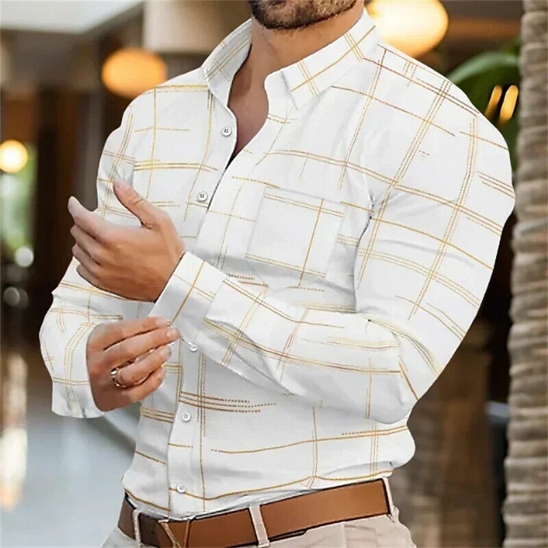Camicia da uomo estiva manica lunga XS-6XL Cardigan monopetto con risvolto alla moda tasche reali camicia da uomo Casual hawaiana