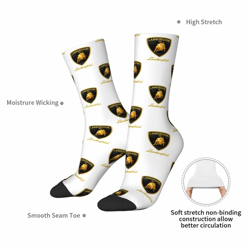 Logo Lamborghini Glossy Socks Harajuku calze Super morbide calze lunghe per tutte le stagioni accessori per regalo di compleanno Unisex