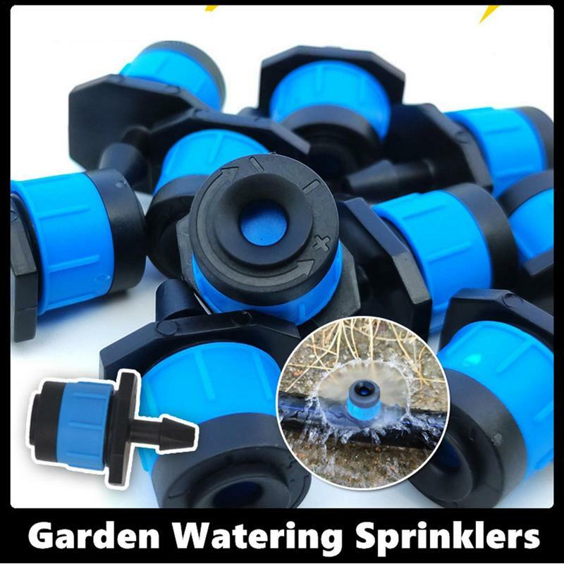 Cabezal de aspersor de goteo, boquillas de nebulización ajustables de 5 piezas, emisores, sistema de riego de jardín giratorio 360