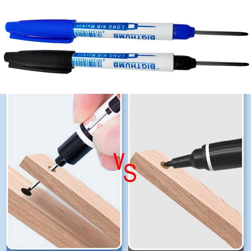8Pcs Waterproof Long Nose Marker Permanent Markers And Marker Pens In 2Mm Felt Tip, 30Mm Reach