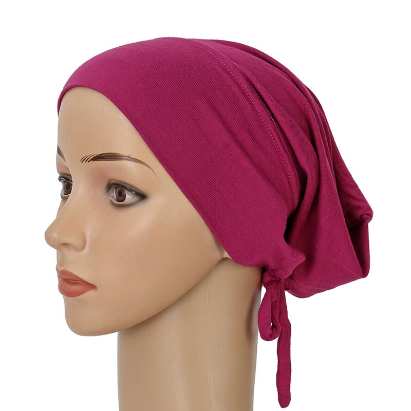 Turbante musulmán de algodón suave para Mujer, gorro de Hijab interno, bufanda interior islámica, gorro de India sólido, Turbante femenino