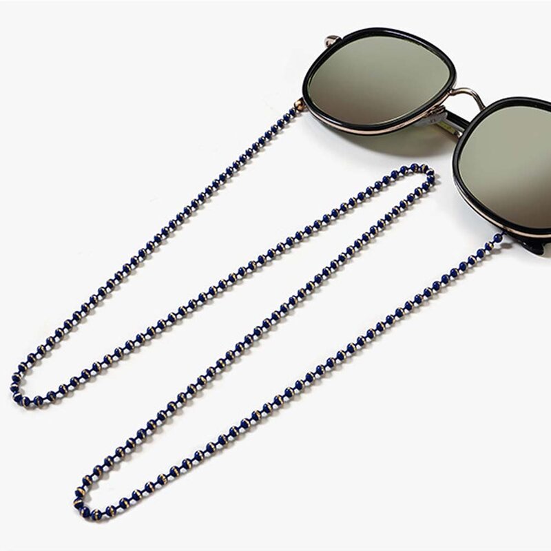 Correa de soporte antideslizante para mascarilla, cadena de cobre con cuentas mate, antipérdida para gafas, mascarilla de Metal