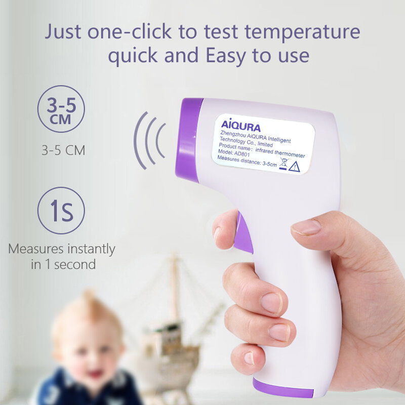 Termómetro Digital infrarrojo sin contacto para la frente, herramienta médica para medir la temperatura corporal y la fiebre para bebés y adultos