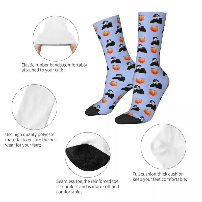 Unisex suor colorido absorvendo meias esportivas, padrão Timothee Chalamet, outono e inverno
