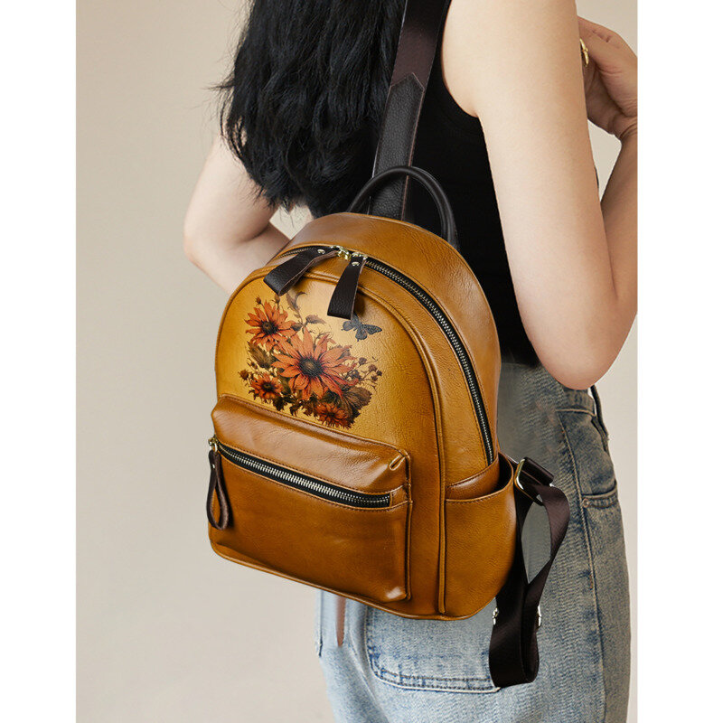 MOTAORA-mochila Vintage antirrobo de gran capacidad para mujer, bolso dibujado a mano, mochilas escolares para niñas adolescentes, novedad de 2024