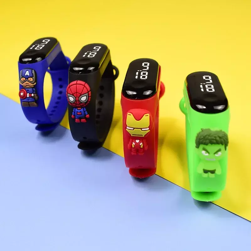 Disney Spider-Man เด็ก Jam Tangan Digital ภาพยนตร์ Marvel Spiderman นาฬิกาเด็กกีฬา Touch อิเล็กทรอนิกส์ LED กันน้ำนาฬิกาของขวัญ