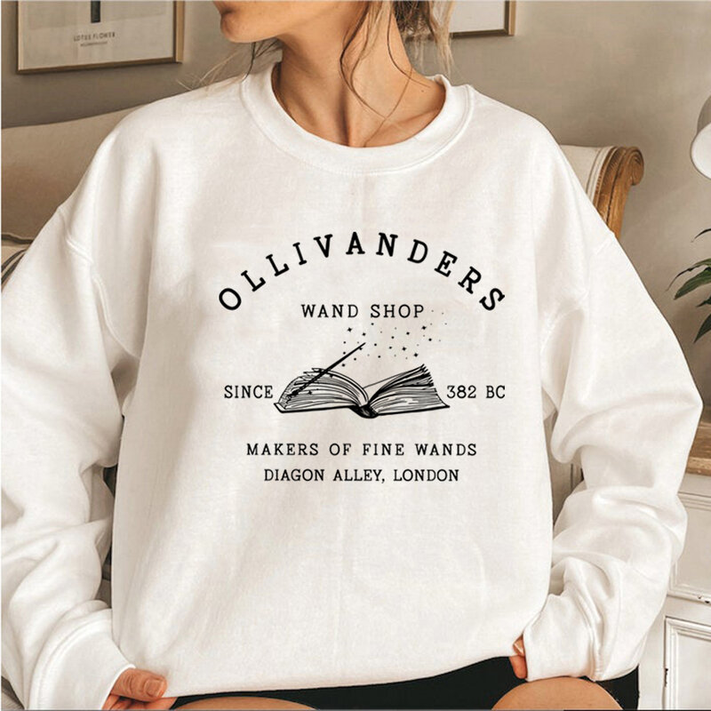 Wizard Book Shop Sweatshirt HP Sweater Magic Wizard Hoodies Women Long Sleeve Sweatshirts Book Nerd Pullover Fans Gift Hoodie