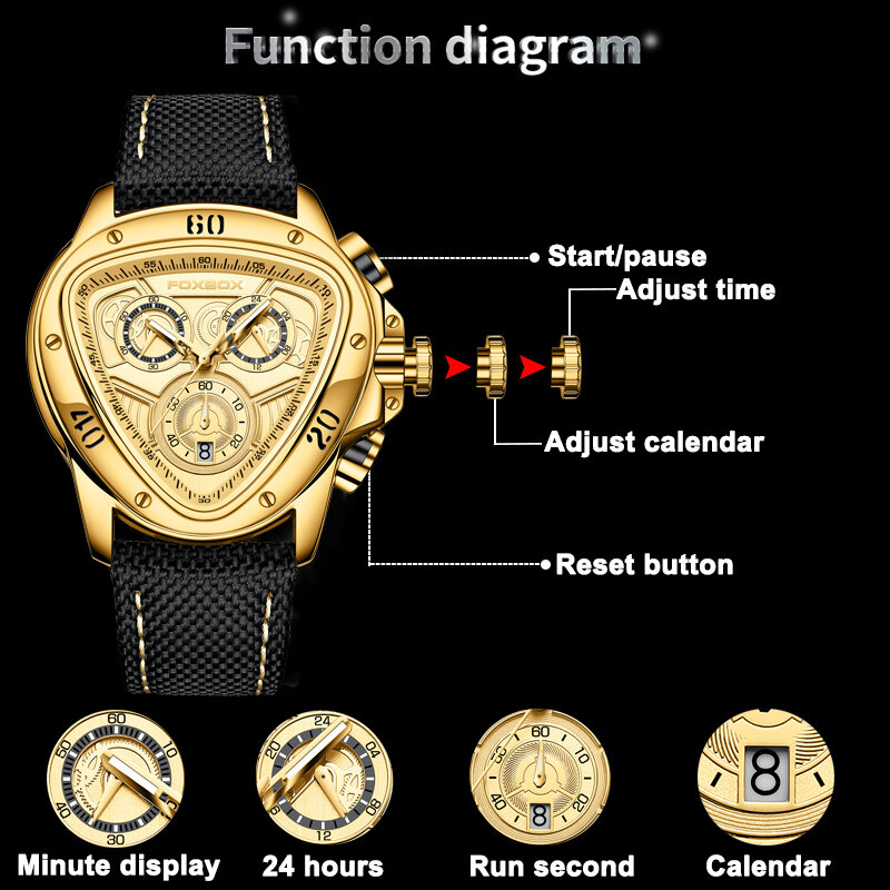 LIGE 남성용 럭셔리 스포츠 쿼츠 시계, 가죽 방수 크로노그래프 손목시계, 최고 브랜드