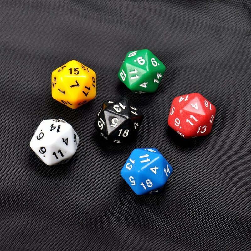 6pcs/set D20 Dice Opaque Twenty Sided Dice Multi Color Gaming Resin Polyhedral Games Accessory Game Dice Ergonomic Design