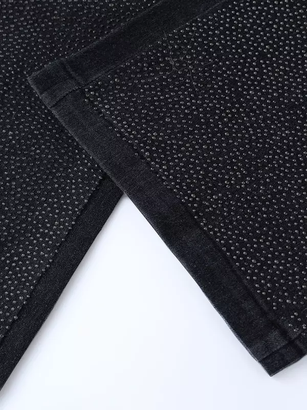 Pantalones vaqueros negros para mujer, pantalón holgado con diseño de diamantes de imitación, cintura alta, pierna ancha, informal, estilo Y2K, primavera 2024