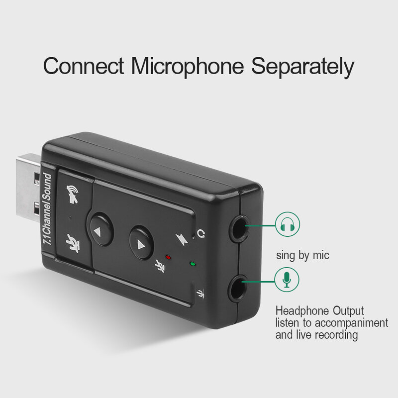 Adaptador de placa de som de áudio usb externo kebidu virtual 7.1 ch usb 2.0 microfone alto-falante fone de ouvido de áudio microfone 3.5mm conversor jack