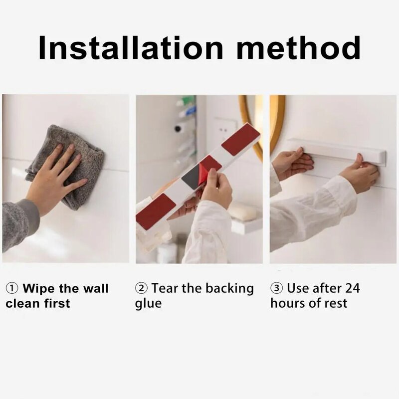 Supporto per dentifricio lungo per montaggio a parete moderno senza trapano adesivo per bagno resistente detergente per Clip portaoggetti