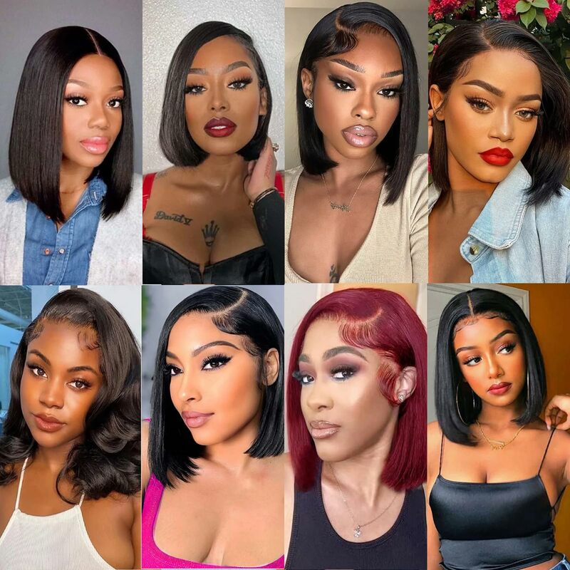 10 inch Straight Bob Wig Human Hair 10 inch 13x4 Lace Front Wig 4x4 Lace Closure Wig 180% Density Pre Plucked Glueless Wig