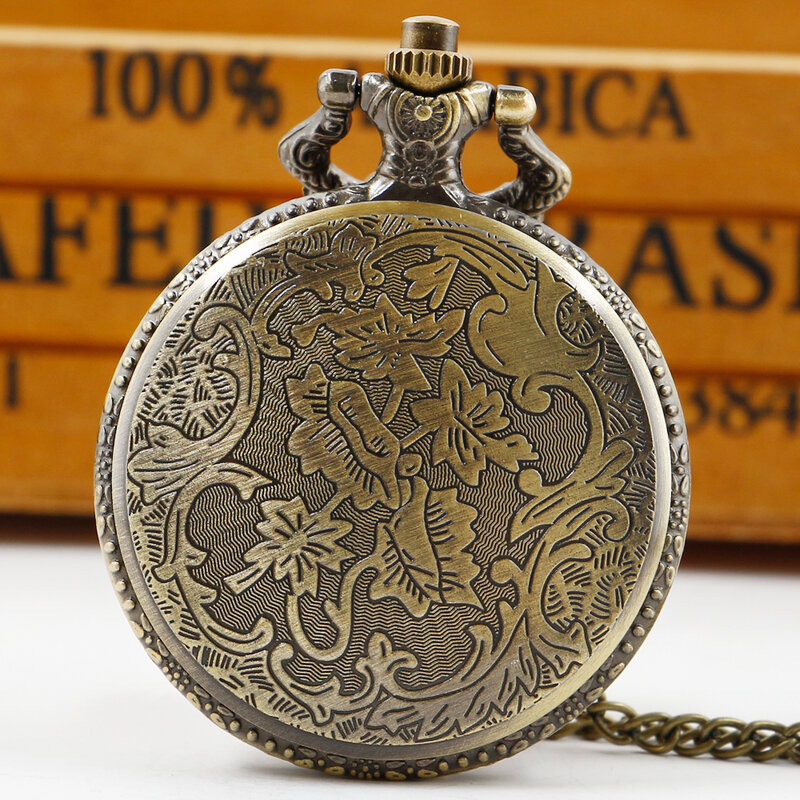 Orologio da tasca al quarzo antico in bronzo tasche Vintage militari orologio regalo per uomo donna