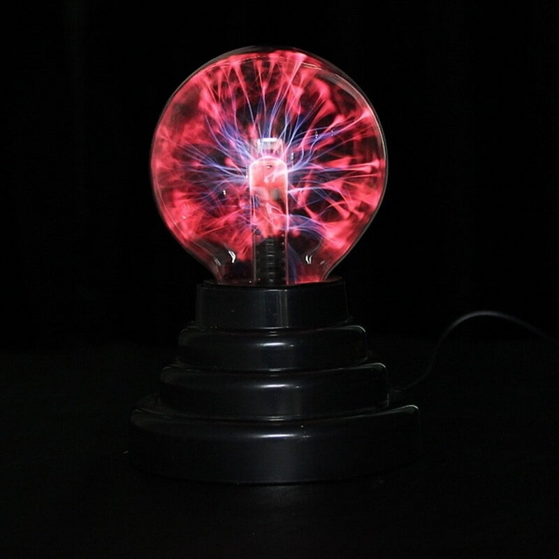 Venda quente 8*8*13cm usb magia preto base de vidro bola plasma esfera lightning party lâmpada luz com cabo usb