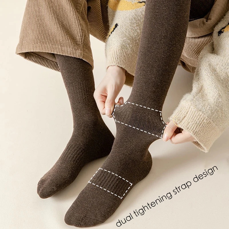 Women Winter Stockings Sexy Fashion Snow Solid Color Tight Thickened Loops Inner Warm Slim Girl JK Long Overknee Calf Socks 2023