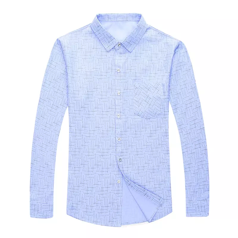 Spring and Autumn Men's Smart Casual Print Shirt Man Turn-down Collar Slim Fit Long Sleeve Shirts Tops